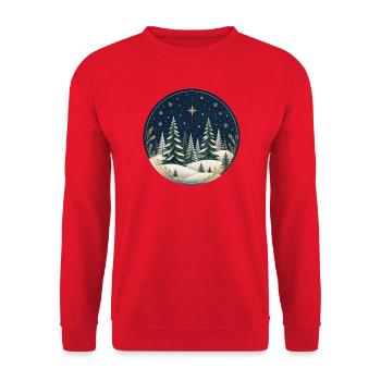 Winterwald Sternennacht Kreis - Unisex Pullover - Rot - Vorne - Alina (178cm) & Michal (187cm)