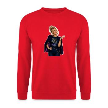 Frage dich ständig: hä? - Unisex Pullover - Rot - Vorne - Alina (178cm) & Michal (187cm)
