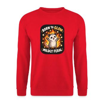 Geboren zum Glühen – Mildly Feral - Unisex Pullover - Rot - Vorne - Alina (178cm) & Michal (187cm)