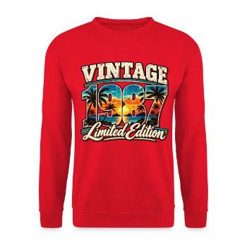 Vintage 1987 – Retro Sunset Jahrgang Design - Unisex Pullover - Rot - Vorne - Alina (178cm) & Michal (187cm)