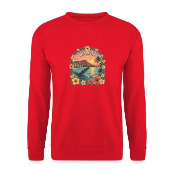 Hawaii Reise Aloha Inseln Urlaub Vintage Geschenk - Unisex Pullover - Rot - Vorne - Alina (178cm) & Michal (187cm)