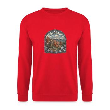 Colorado – USA State National Park Vintage Art - Unisex Pullover - Rot - Vorne - Alina (178cm) & Michal (187cm)