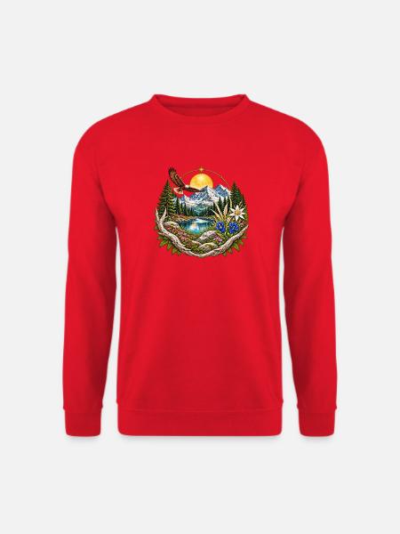 Mondlichtwald Bergsee Kreis - Unisex Pullover - Rot