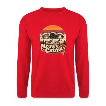 Katze Meowy catmas Weihnachten - Unisex Pullover - Rot - Vorne - Alina (178cm) & Michal (187cm)