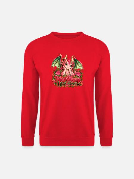 Mehr Herz-Less Hectic – Süßer Pink Dragon - Unisex Pullover - Rot