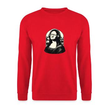 Kopfhörer Mona Lisa Remix - Unisex Pullover - Rot - Vorne - Alina (178cm) & Michal (187cm)