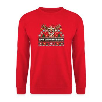 Glühwein Humor Ugly Christmas Party Weihnachten - Unisex Pullover - Rot - Vorne - Alina (178cm) & Michal (187cm)