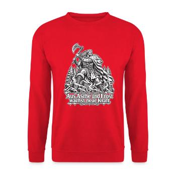 Aus Asche und Frost – Neue Kraft - Unisex Pullover - Rot - Vorne - Alina (178cm) & Michal (187cm)