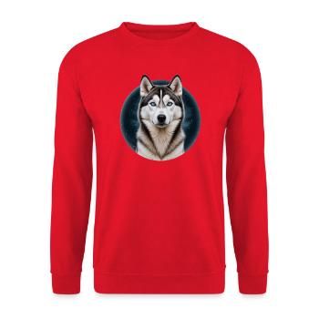 Husky Sternennacht Kreis - Unisex Pullover - Rot - Vorne - Alina (178cm) & Michal (187cm)