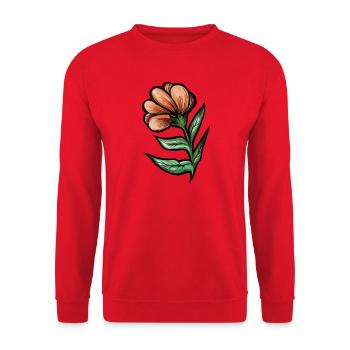 Botanische Illustration der lebhaften orangen Blume - Unisex Pullover - Rot - Vorne - Alina (178cm) & Michal (187cm)