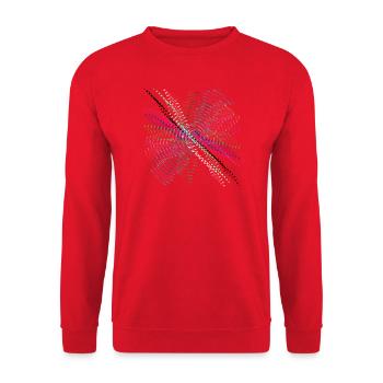 Farbwirbel Spirale auf Schwarz - Unisex Pullover - Rot - Vorne - Alina (178cm) & Michal (187cm)