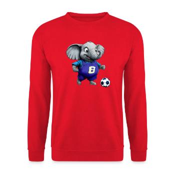 Elefanten Fussball / Fussballer Elefant - Unisex Pullover - Rot - Vorne - Alina (178cm) & Michal (187cm)