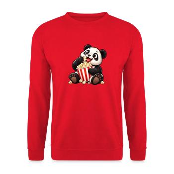 Panda mit Popcorn Filme schauen Cartoon - Unisex Pullover - Rot - Vorne - Alina (178cm) & Michal (187cm)