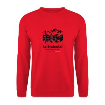 Bad Reichenhall Alpensee Panorama - Unisex Pullover - Rot - Vorne - Alina (178cm) & Michal (187cm)