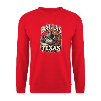 Dallas Texas Cowboy Skyline - Unisex Pullover - Rot - Vorne - Alina (178cm) & Michal (187cm)