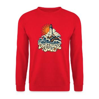 Leuchtturm Seele Küsten Retro - Unisex Pullover - Rot - Vorne - Alina (178cm) & Michal (187cm)