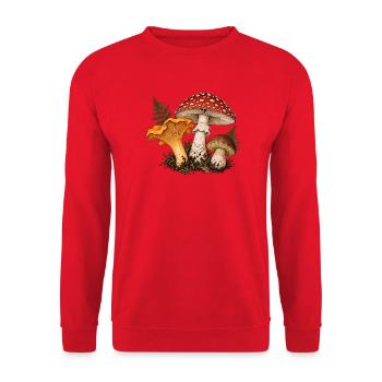 Pilztrio Naturmotiv - Unisex Pullover - Rot - Vorne - Alina (178cm) & Michal (187cm)