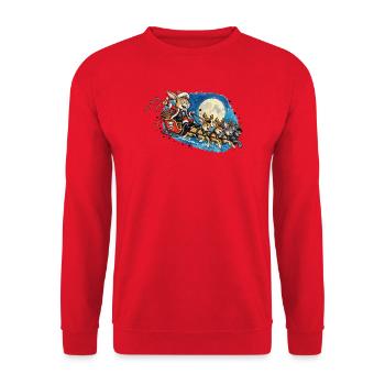 Punk-Mondnacht-Hasen-Schlittenzug - Unisex Pullover - Rot - Vorne - Alina (178cm) & Michal (187cm)