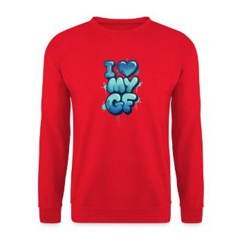 Ich liebe meine Freundin - Unisex Pullover - Rot - Vorne - Alina (178cm) & Michal (187cm)