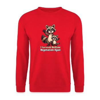 I Survived Bedtime Negotiations Again - Unisex Pullover - Rot - Vorne - Alina (178cm) & Michal (187cm)