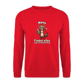 Mama – Findet alles, außer fünf Minuten Ruhe - Unisex Pullover - Rot - Vorne - Alina (178cm) & Michal (187cm)