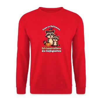 Papa an Halloween kontrolliert Süßigkeiten - Unisex Pullover - Rot - Vorne - Alina (178cm) & Michal (187cm)