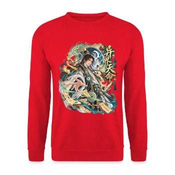 Schicksalsmeister in Jade-Robe - Unisex Pullover - Rot - Vorne - Alina (178cm) & Michal (187cm)