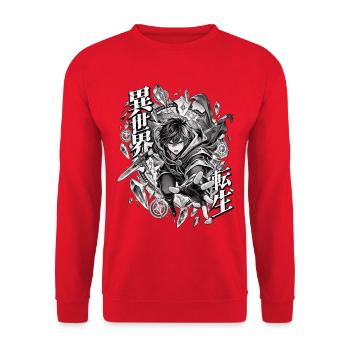 Isekai Kristallheld - Unisex Pullover - Rot - Vorne - Alina (178cm) & Michal (187cm)