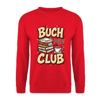 Buchclub – Lesen ist meine Therapie Bücherliebe - Unisex Pullover - Rot - Vorne - Alina (178cm) & Michal (187cm)