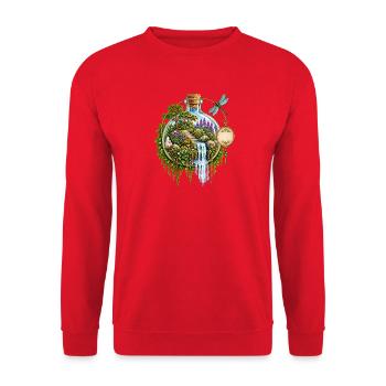 Gartenflasche: Wasserfall im Zauberwald - Unisex Pullover - Rot - Vorne - Alina (178cm) & Michal (187cm)