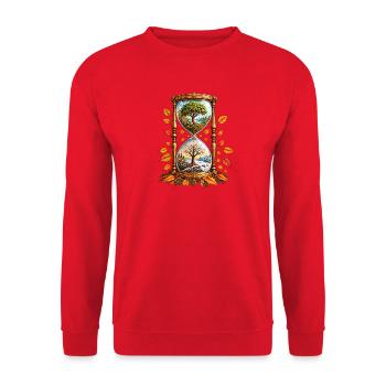 Jahreszeiten im Sanduhrrahmen - Unisex Pullover - Rot - Vorne - Alina (178cm) & Michal (187cm)