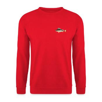 Barsch angeln Polygon  - Unisex Pullover - Rot - Vorne - Alina (178cm) & Michal (187cm)