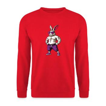 Sport Tiere Hase - Unisex Pullover - Rot - Vorne - Alina (178cm) & Michal (187cm)