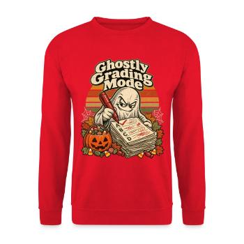 Halloween Lehrer Geist im Grading Mode - Unisex Pullover - Rot - Vorne - Alina (178cm) & Michal (187cm)
