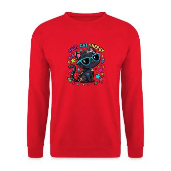 Mutige Katzen-Bunte Energie - Unisex Pullover - Rot - Vorne - Alina (178cm) & Michal (187cm)