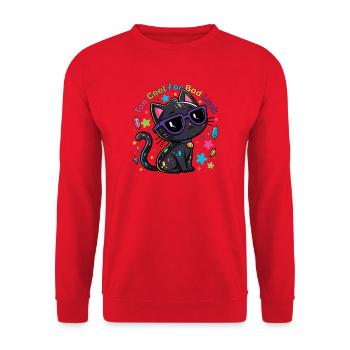 Black Cat Chic Lila Brille Glück Humor - Unisex Pullover - Rot - Vorne - Alina (178cm) & Michal (187cm)