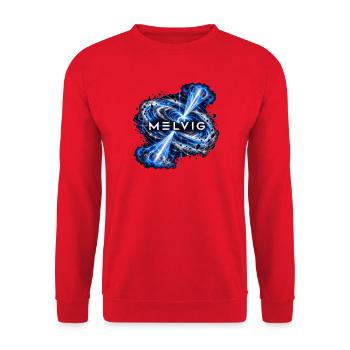 MELVIG Pulsar – Blaue Weltraumkunst - Unisex Pullover - Rot - Vorne - Alina (178cm) & Michal (187cm)