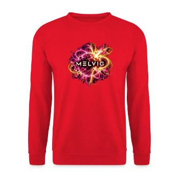 MELVIG Magnetar – Weltraumkunst in Pink & Gold - Unisex Pullover - Rot - Vorne - Alina (178cm) & Michal (187cm)