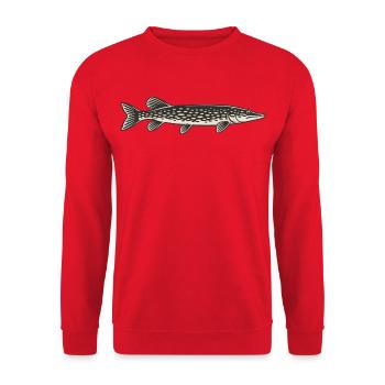 Gepunkteter Hecht Silhouette - Unisex Pullover - Rot - Vorne - Alina (178cm) & Michal (187cm)