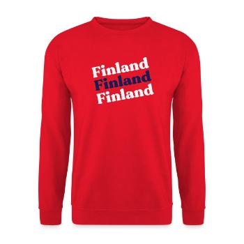 Finnland Geschenkidee  - Unisex Pullover - Rot - Vorne - Alina (178cm) & Michal (187cm)