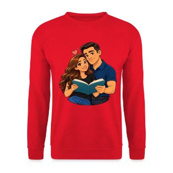 Paarliebe lesen - Unisex Pullover - Rot - Vorne - Alina (178cm) & Michal (187cm)
