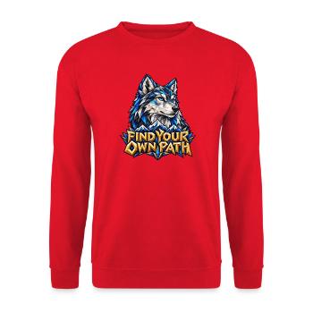 Find Your Own Path Wolf Low Poly Berge Motivation - Unisex Pullover - Rot - Vorne - Alina (178cm) & Michal (187cm)