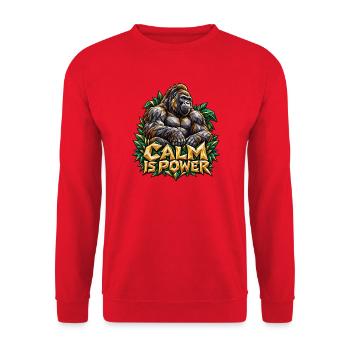 Calm is Power Gorilla Low Poly Stärke Ruhe Shirt - Unisex Pullover - Rot - Vorne - Alina (178cm) & Michal (187cm)