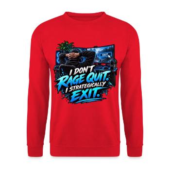 I Don't Rage Quit – Strategically Exit - Unisex Pullover - Rot - Vorne - Alina (178cm) & Michal (187cm)