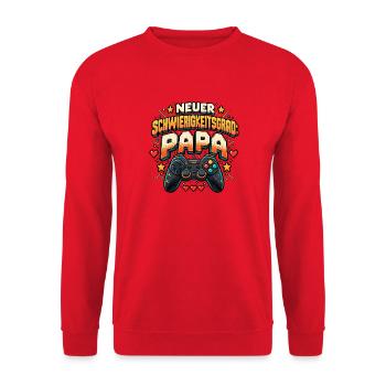 Neuer Schwierigkeitsgrad Papa - Unisex Pullover - Rot - Vorne - Alina (178cm) & Michal (187cm)