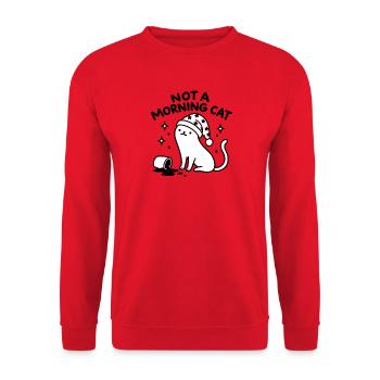 Not a Morning Cat – Lustige Morgenmuffel Katze - Unisex Pullover - Rot - Vorne - Alina (178cm) & Michal (187cm)