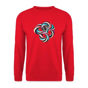 Abstrakte Spirale Optische Täuschung Bunter Wirbel - Unisex Pullover - Rot - Vorne - Alina (178cm) & Michal (187cm)