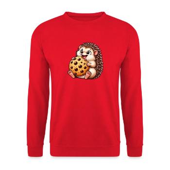 Igel mit Keks Süßigkeit Nachtisch Cartoon - Unisex Pullover - Rot - Vorne - Alina (178cm) & Michal (187cm)