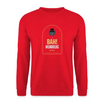 Bah! Humbug Society lustiger Weihnachtspullover - Unisex Pullover - Rot - Vorne - Alina (178cm) & Michal (187cm)