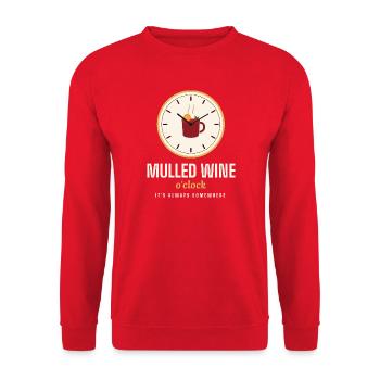 Glühwein-O'Clock lustiger Weihnachtspullover - Unisex Pullover - Rot - Vorne - Alina (178cm) & Michal (187cm)